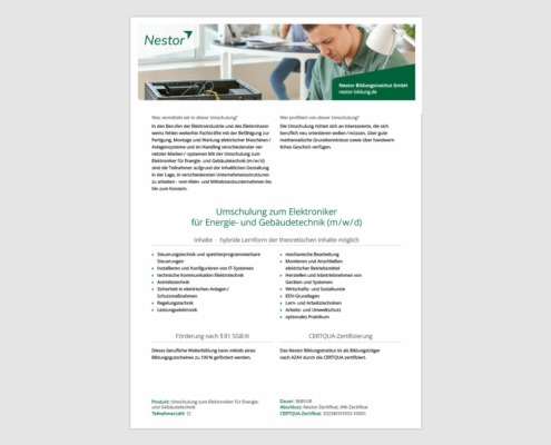 Produktblatt »Elektrotechniker«