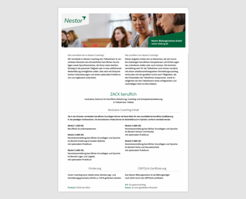 Produktblatt »ZACK beruflich«