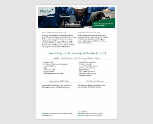 Produktblatt »Zerspanungsmechaniker«
