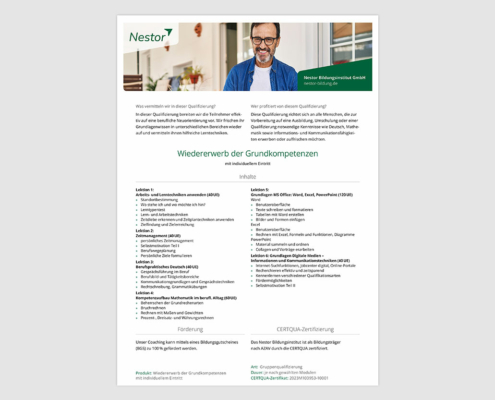 Produktblatt »Grundkompetenzen«