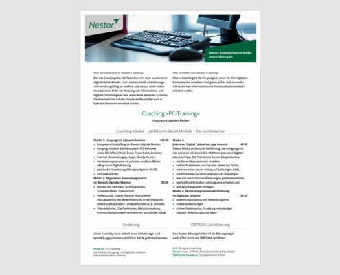 Produktblatt »PC-Training«